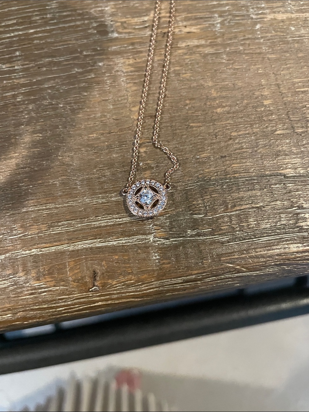Pandora Rose Gold Crystal Halo Pendant Necklace